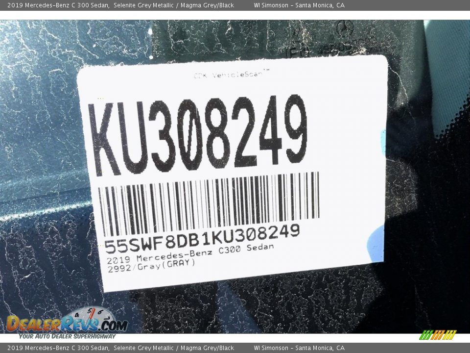 2019 Mercedes-Benz C 300 Sedan Selenite Grey Metallic / Magma Grey/Black Photo #12