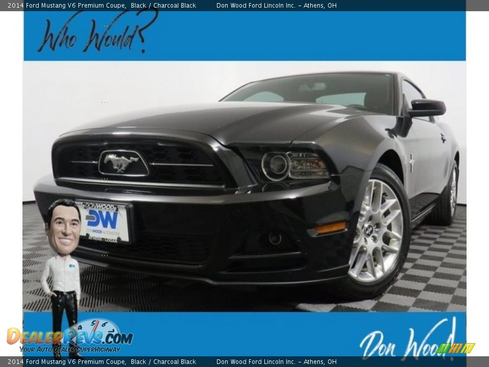 2014 Ford Mustang V6 Premium Coupe Black / Charcoal Black Photo #1