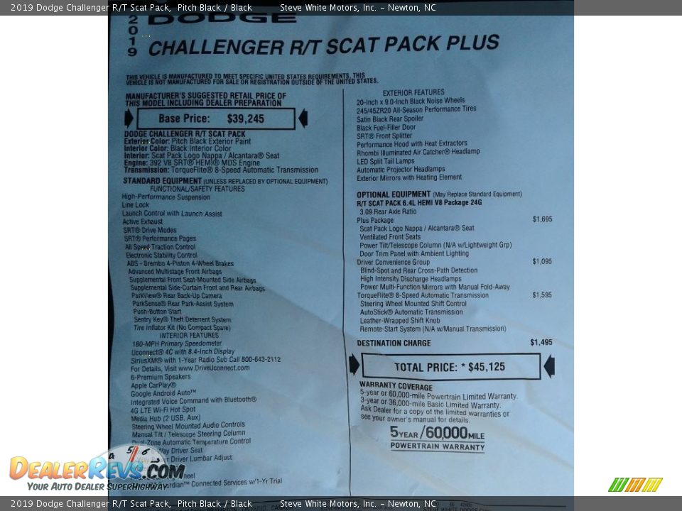 2019 Dodge Challenger R/T Scat Pack Pitch Black / Black Photo #35
