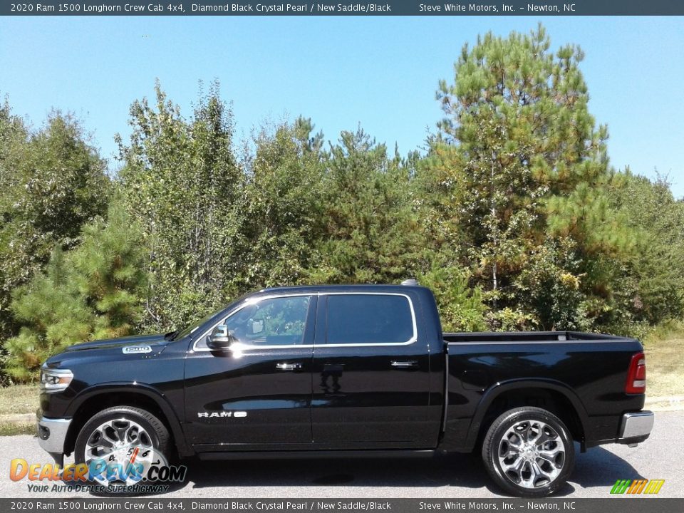 2020 Ram 1500 Longhorn Crew Cab 4x4 Diamond Black Crystal Pearl / New Saddle/Black Photo #1