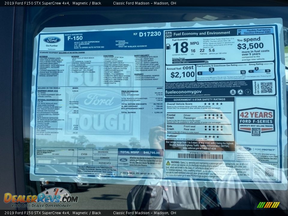 2019 Ford F150 STX SuperCrew 4x4 Window Sticker Photo #6