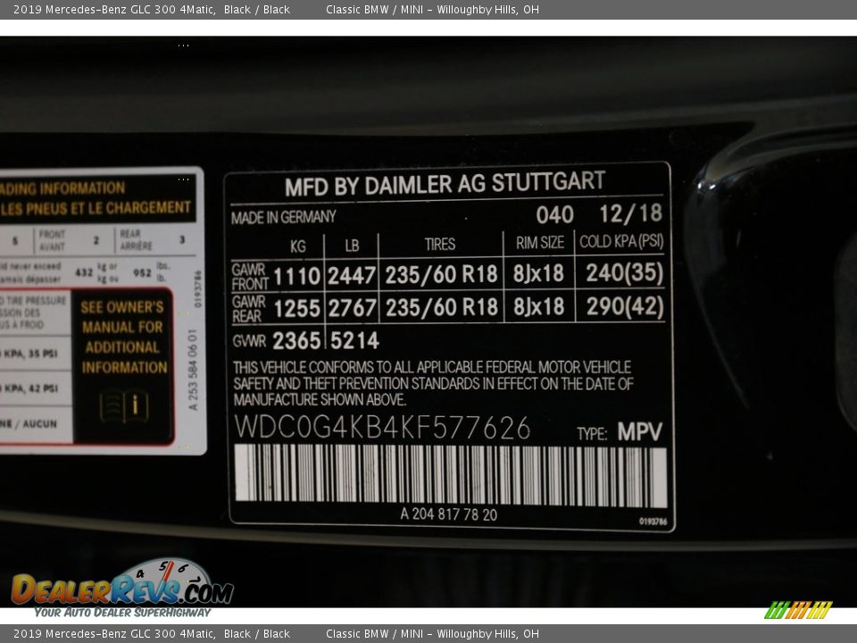 2019 Mercedes-Benz GLC 300 4Matic Black / Black Photo #27