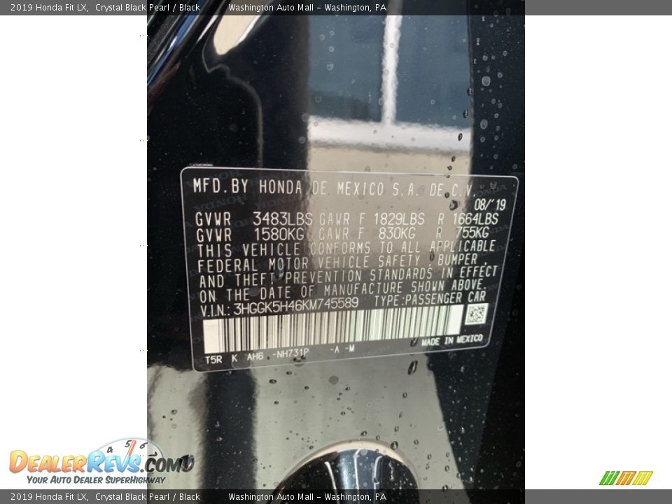 2019 Honda Fit LX Crystal Black Pearl / Black Photo #9