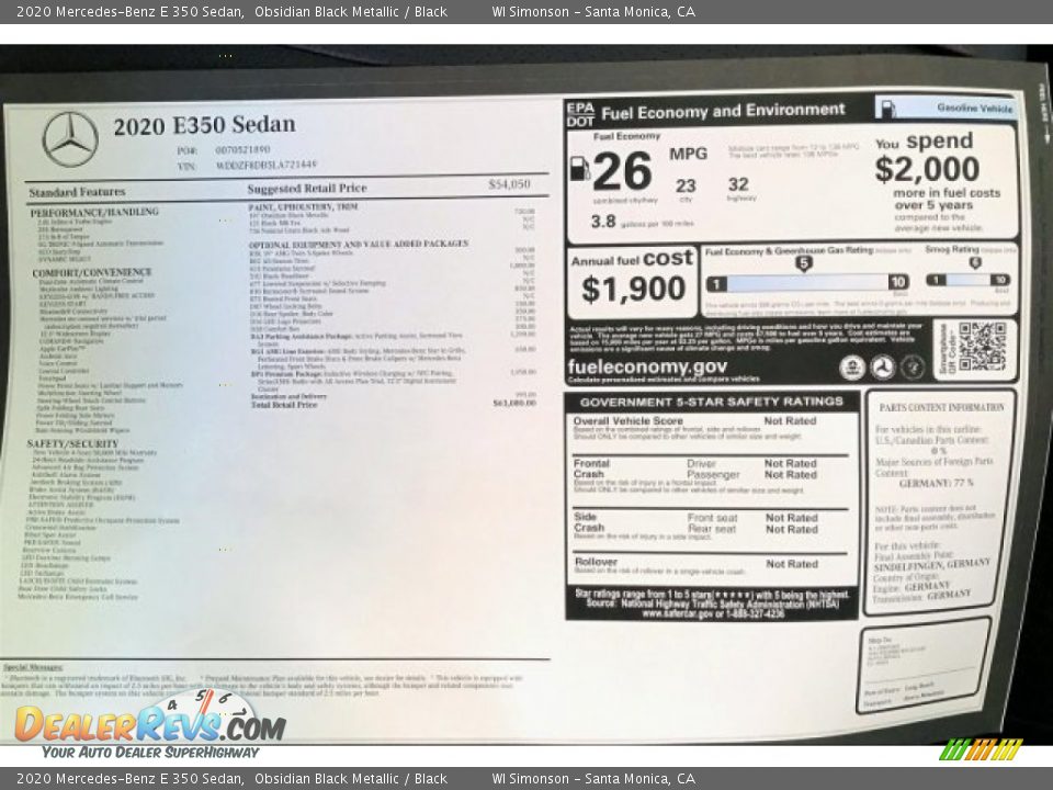 2020 Mercedes-Benz E 350 Sedan Obsidian Black Metallic / Black Photo #10