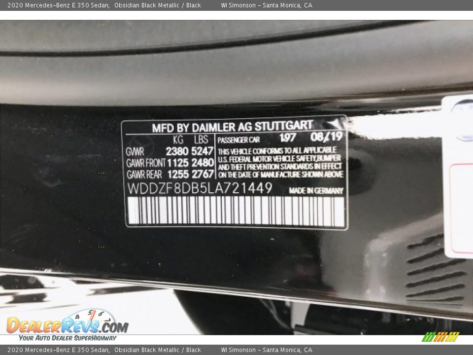 2020 Mercedes-Benz E 350 Sedan Obsidian Black Metallic / Black Photo #11