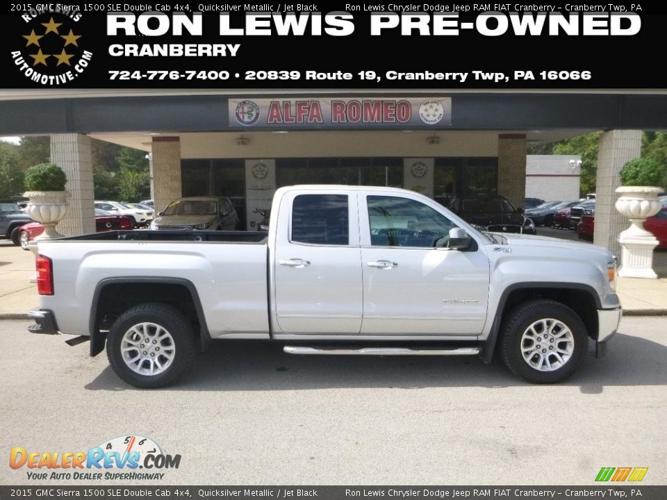 2015 GMC Sierra 1500 SLE Double Cab 4x4 Quicksilver Metallic / Jet Black Photo #1