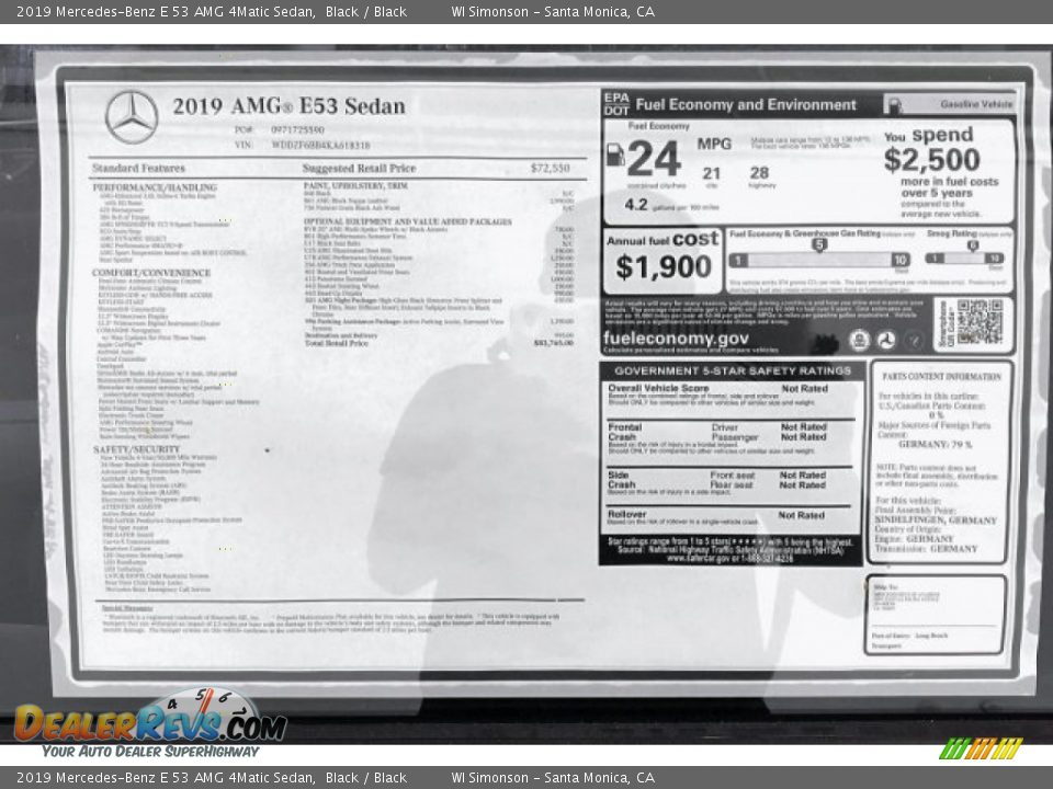 2019 Mercedes-Benz E 53 AMG 4Matic Sedan Black / Black Photo #10