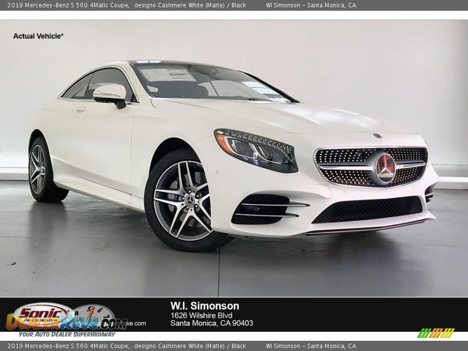 2019 Mercedes-Benz S 560 4Matic Coupe designo Cashmere White (Matte) / Black Photo #1