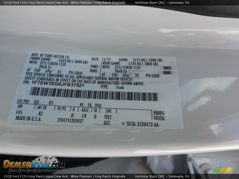 2018 Ford F150 King Ranch SuperCrew 4x4 White Platinum / King Ranch Kingsville Photo #18
