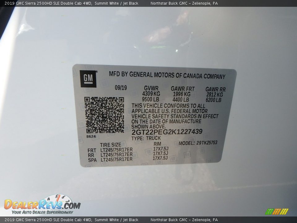2019 GMC Sierra 2500HD SLE Double Cab 4WD Summit White / Jet Black Photo #13