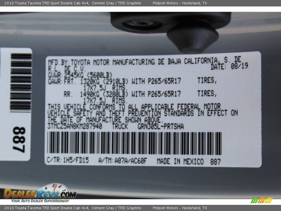 2019 Toyota Tacoma TRD Sport Double Cab 4x4 Cement Gray / TRD Graphite Photo #25