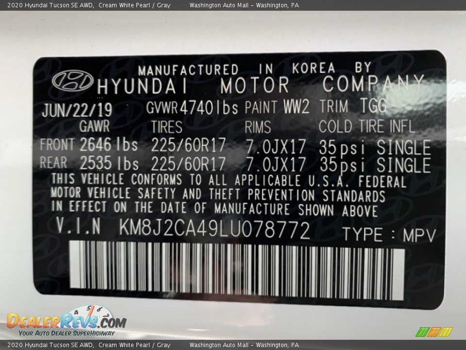 2020 Hyundai Tucson SE AWD Cream White Pearl / Gray Photo #10