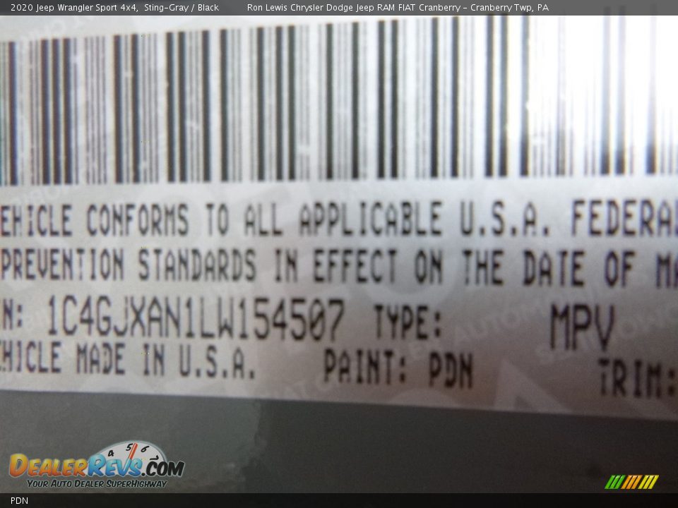 Jeep Color Code PDN Sting-Gray