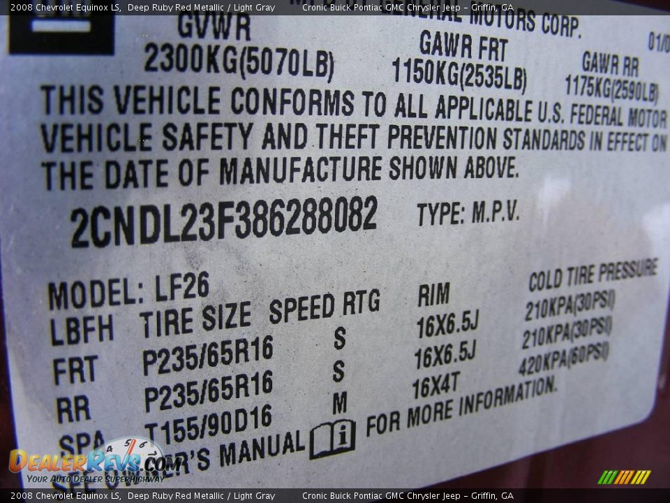 2008 Chevrolet Equinox LS Deep Ruby Red Metallic / Light Gray Photo #25