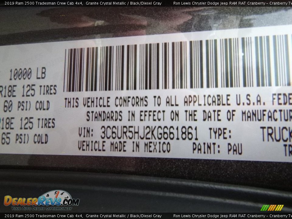 2019 Ram 2500 Tradesman Crew Cab 4x4 Granite Crystal Metallic / Black/Diesel Gray Photo #15