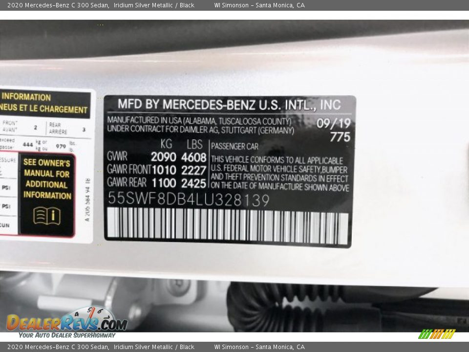2020 Mercedes-Benz C 300 Sedan Iridium Silver Metallic / Black Photo #11