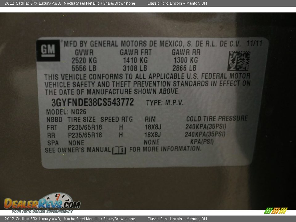 2012 Cadillac SRX Luxury AWD Mocha Steel Metallic / Shale/Brownstone Photo #19