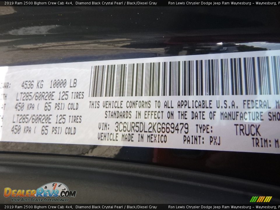 2019 Ram 2500 Bighorn Crew Cab 4x4 Diamond Black Crystal Pearl / Black/Diesel Gray Photo #15
