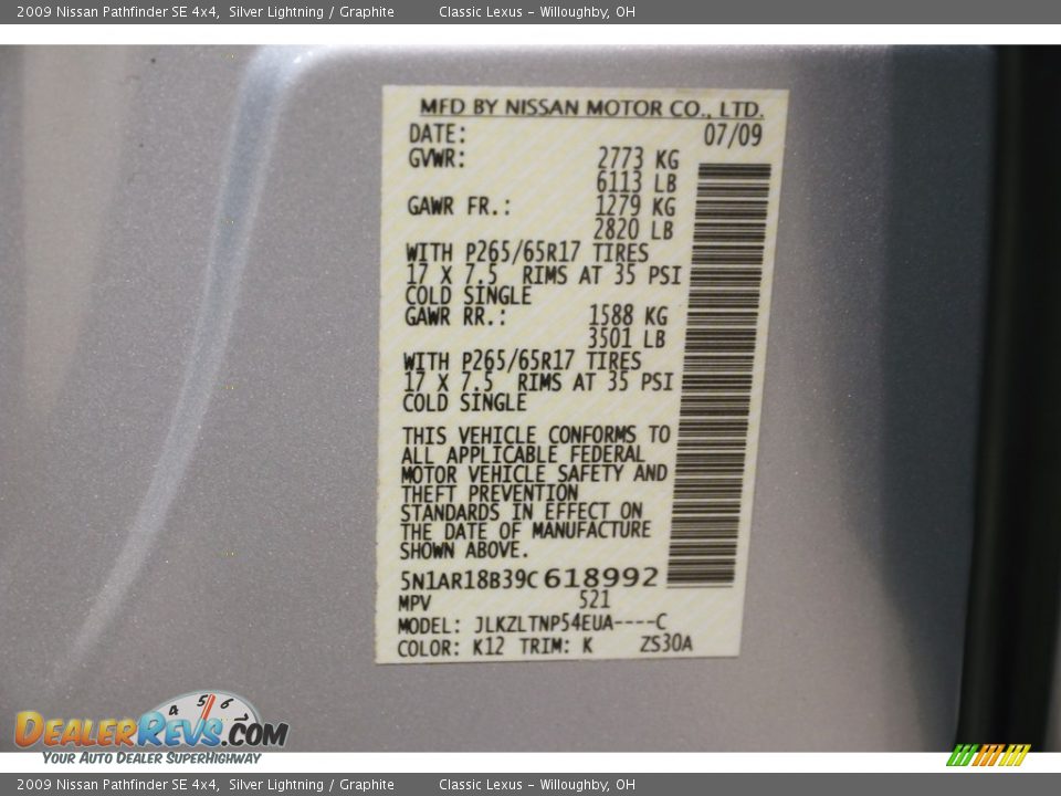 2009 Nissan Pathfinder SE 4x4 Silver Lightning / Graphite Photo #24