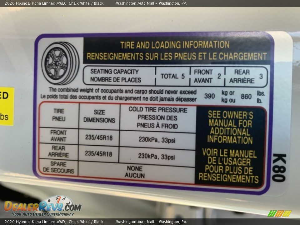 2020 Hyundai Kona Limited AWD Chalk White / Black Photo #9