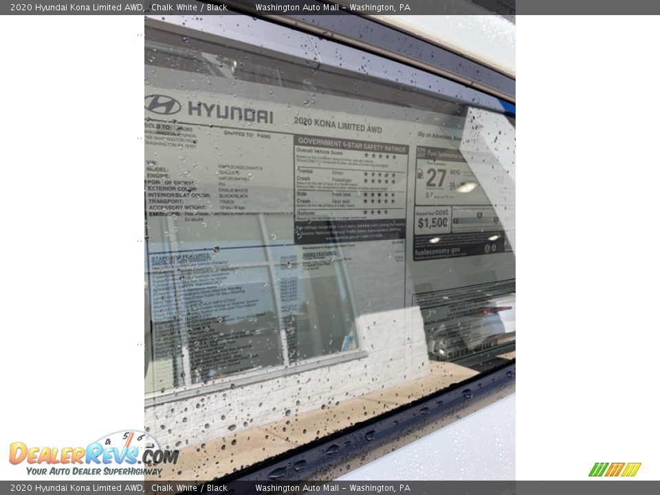 2020 Hyundai Kona Limited AWD Chalk White / Black Photo #16