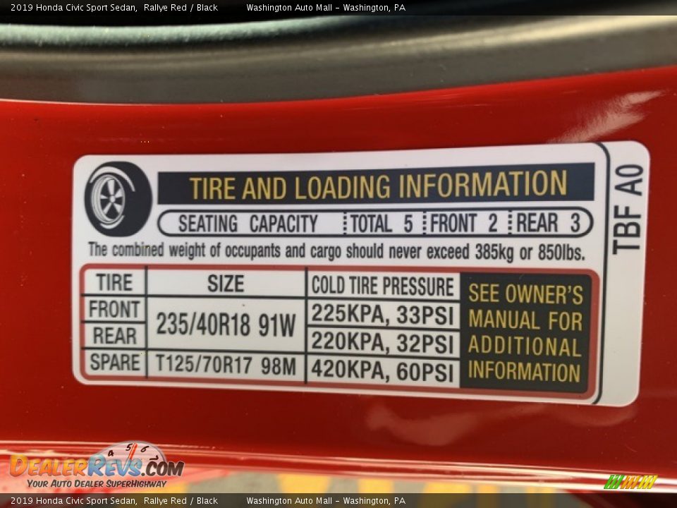 2019 Honda Civic Sport Sedan Rallye Red / Black Photo #8