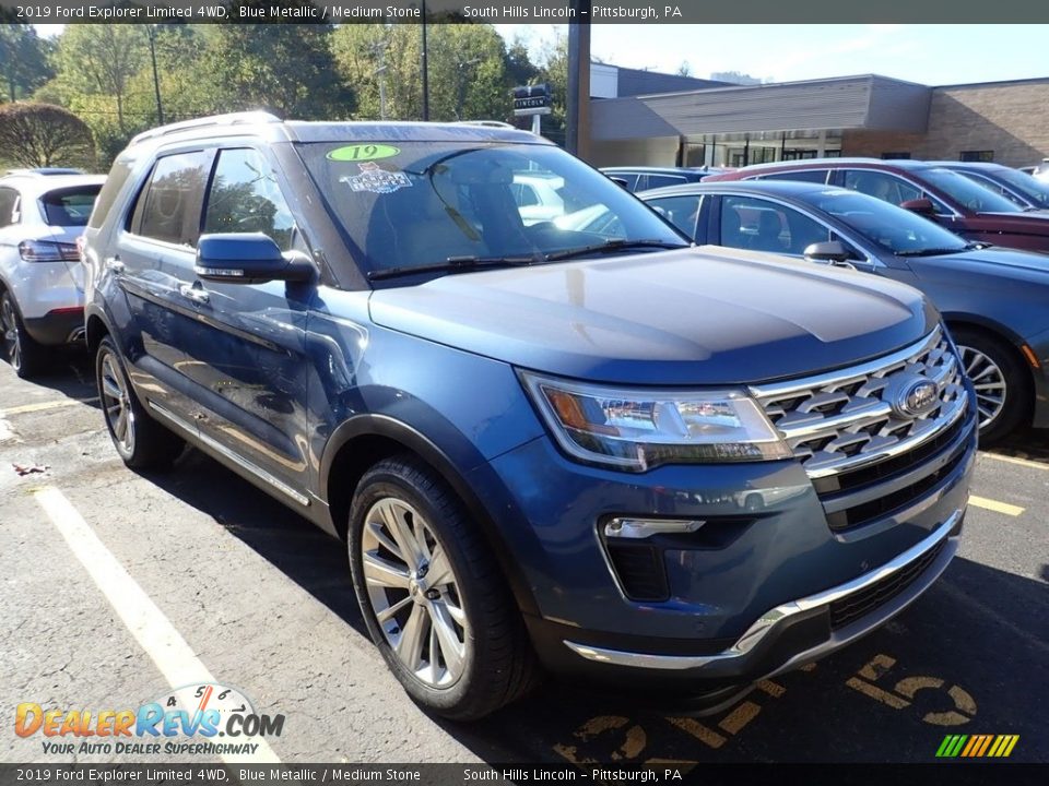 2019 Ford Explorer Limited 4WD Blue Metallic / Medium Stone Photo #4