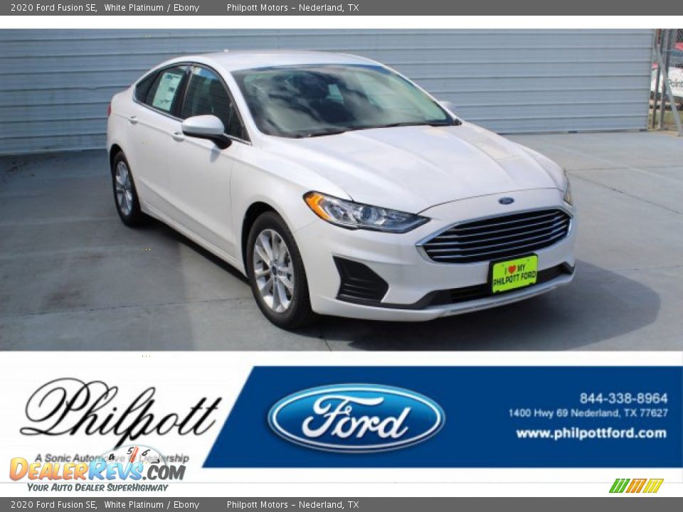 2020 Ford Fusion SE White Platinum / Ebony Photo #1
