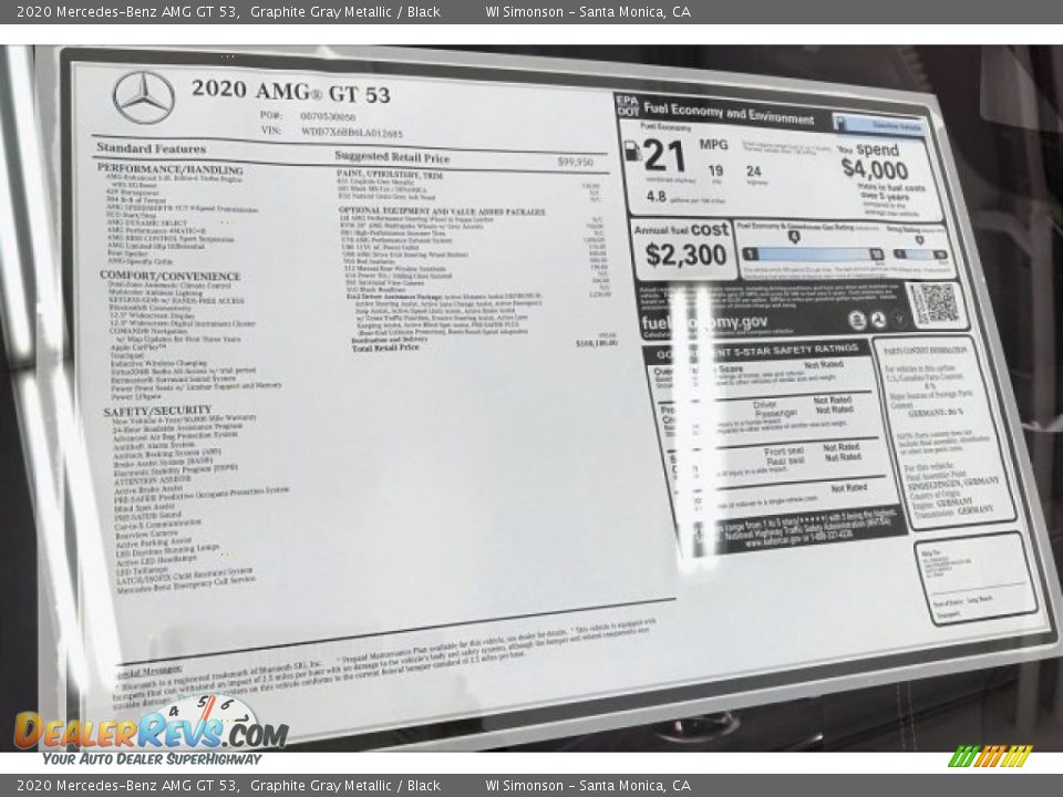 2020 Mercedes-Benz AMG GT 53 Window Sticker Photo #10
