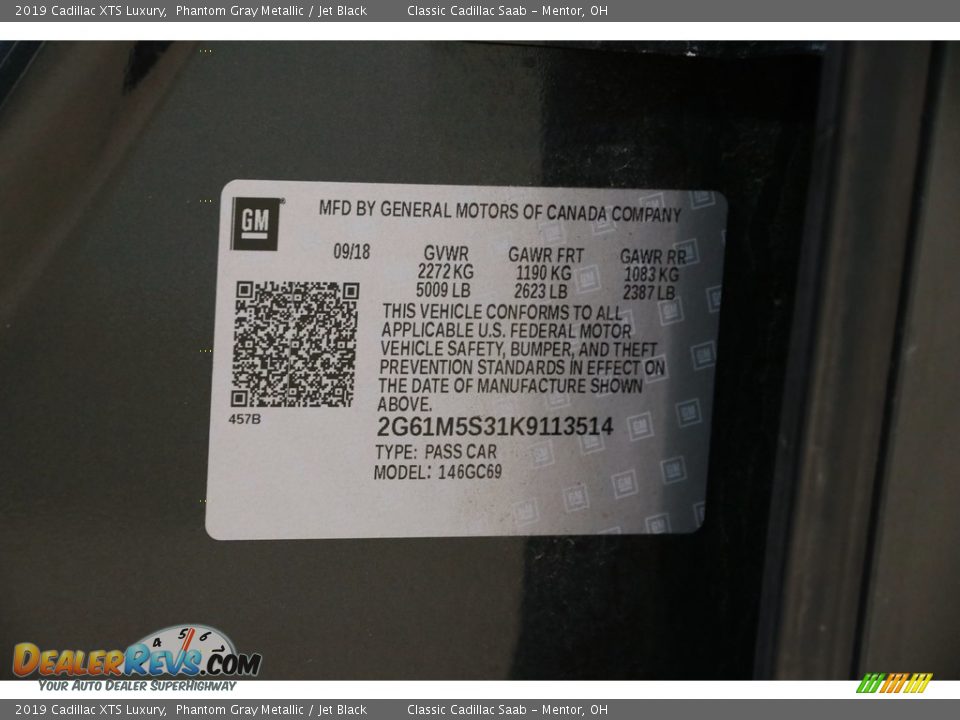 2019 Cadillac XTS Luxury Phantom Gray Metallic / Jet Black Photo #28