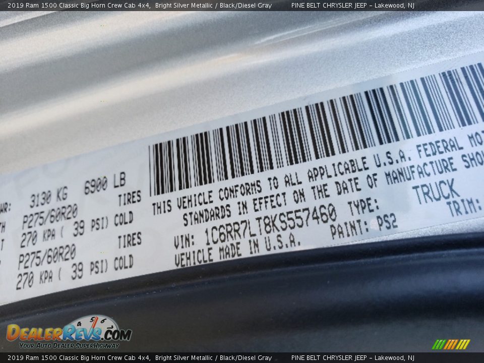 2019 Ram 1500 Classic Big Horn Crew Cab 4x4 Bright Silver Metallic / Black/Diesel Gray Photo #27