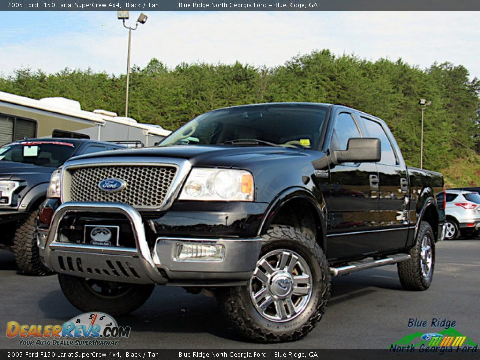 2005 Ford F150 Lariat SuperCrew 4x4 Black / Tan Photo #1