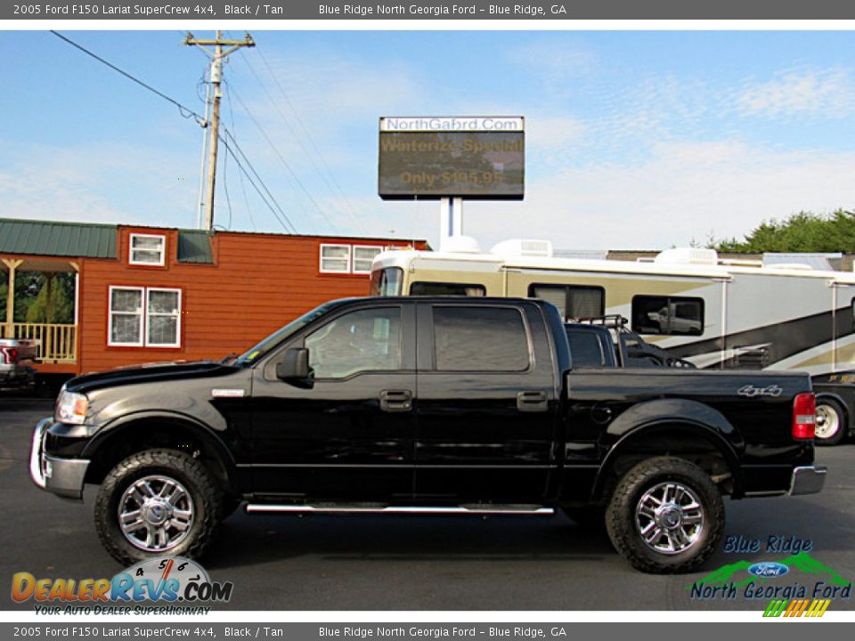 2005 Ford F150 Lariat SuperCrew 4x4 Black / Tan Photo #2