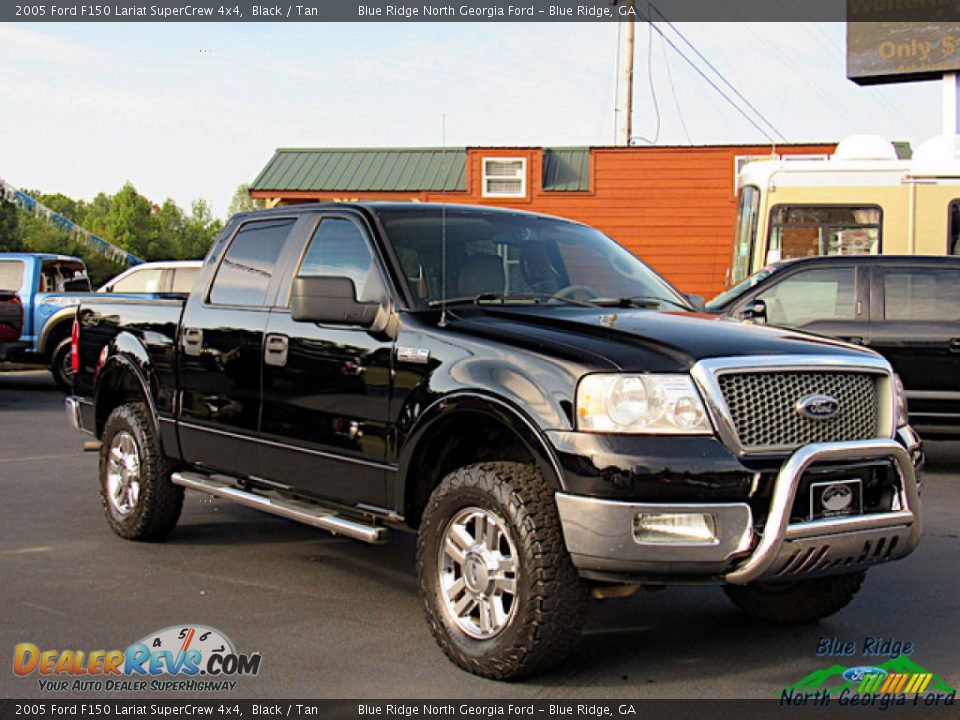 2005 Ford F150 Lariat SuperCrew 4x4 Black / Tan Photo #7