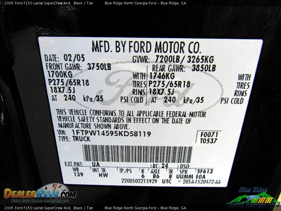 2005 Ford F150 Lariat SuperCrew 4x4 Black / Tan Photo #25