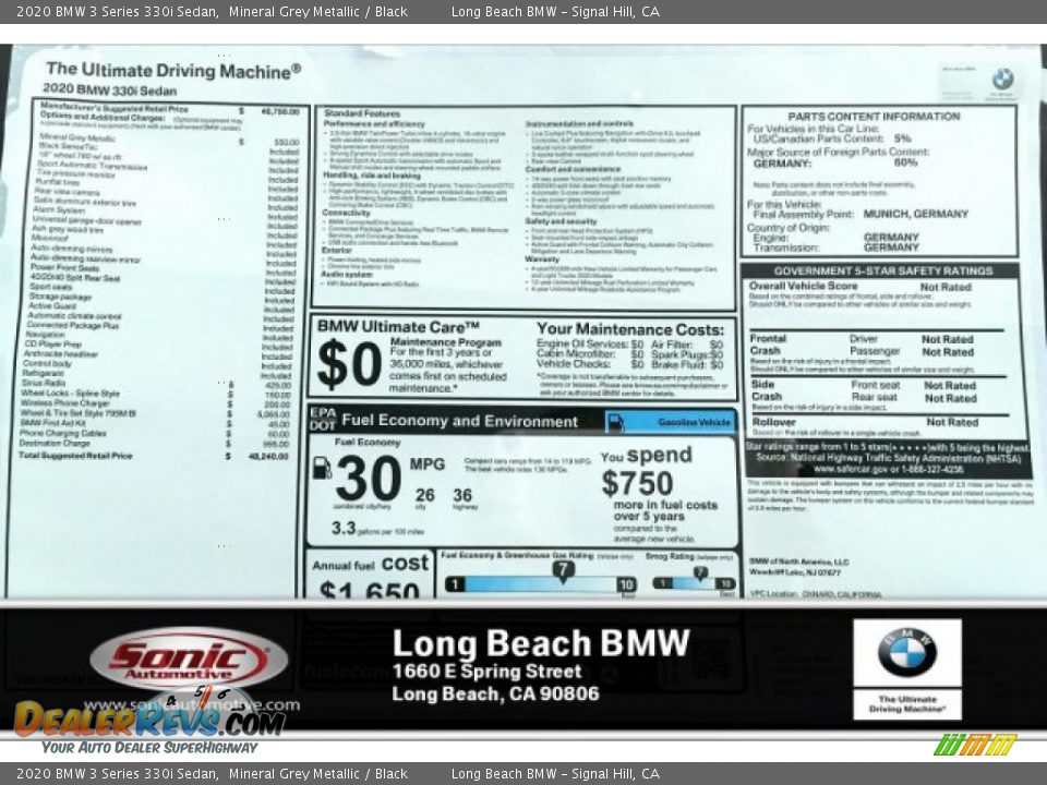 2020 BMW 3 Series 330i Sedan Mineral Grey Metallic / Black Photo #10