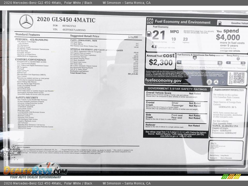 2020 Mercedes-Benz GLS 450 4Matic Polar White / Black Photo #10