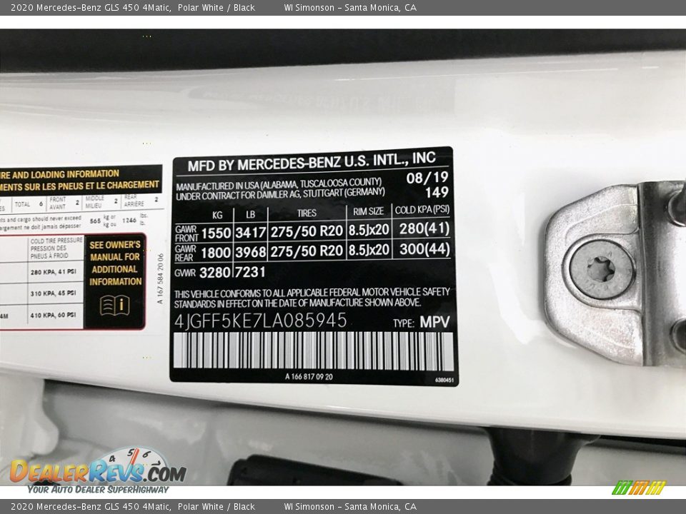 2020 Mercedes-Benz GLS 450 4Matic Polar White / Black Photo #11