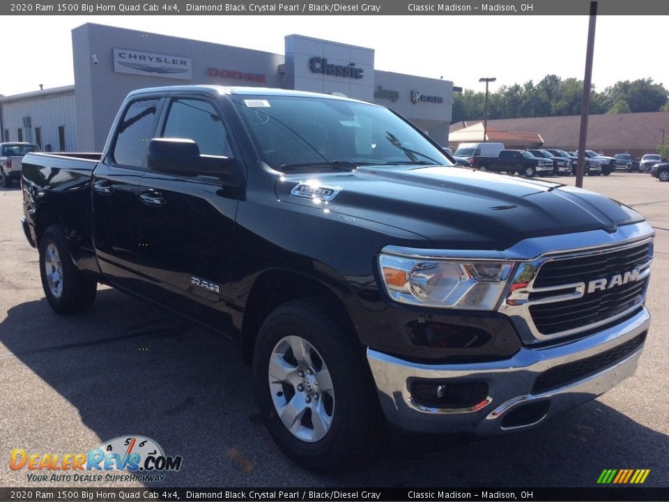 2020 Ram 1500 Big Horn Quad Cab 4x4 Diamond Black Crystal Pearl / Black/Diesel Gray Photo #1
