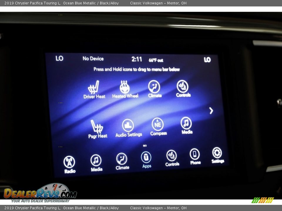 2019 Chrysler Pacifica Touring L Ocean Blue Metallic / Black/Alloy Photo #11