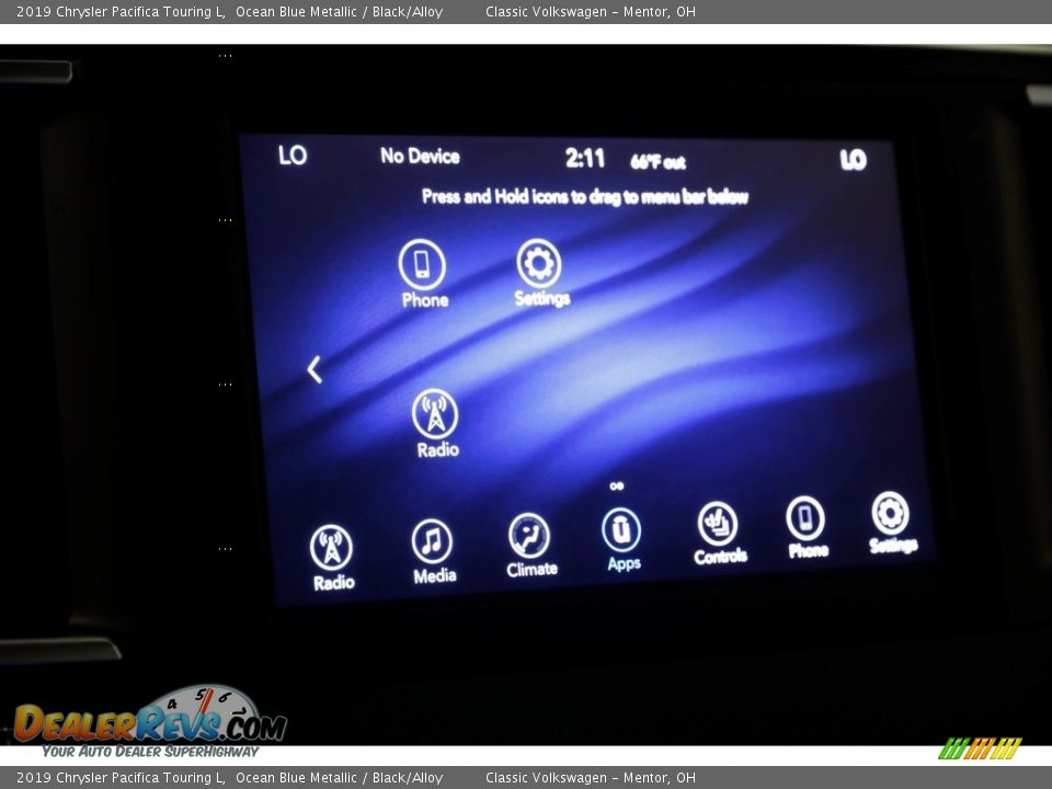 2019 Chrysler Pacifica Touring L Ocean Blue Metallic / Black/Alloy Photo #12