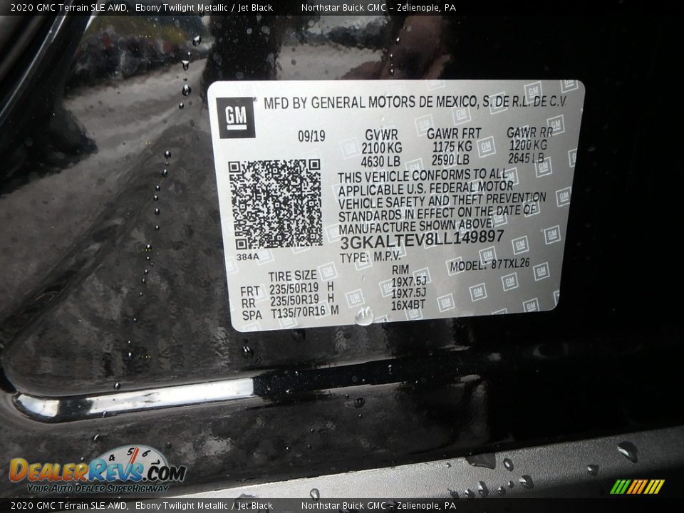 2020 GMC Terrain SLE AWD Ebony Twilight Metallic / Jet Black Photo #11