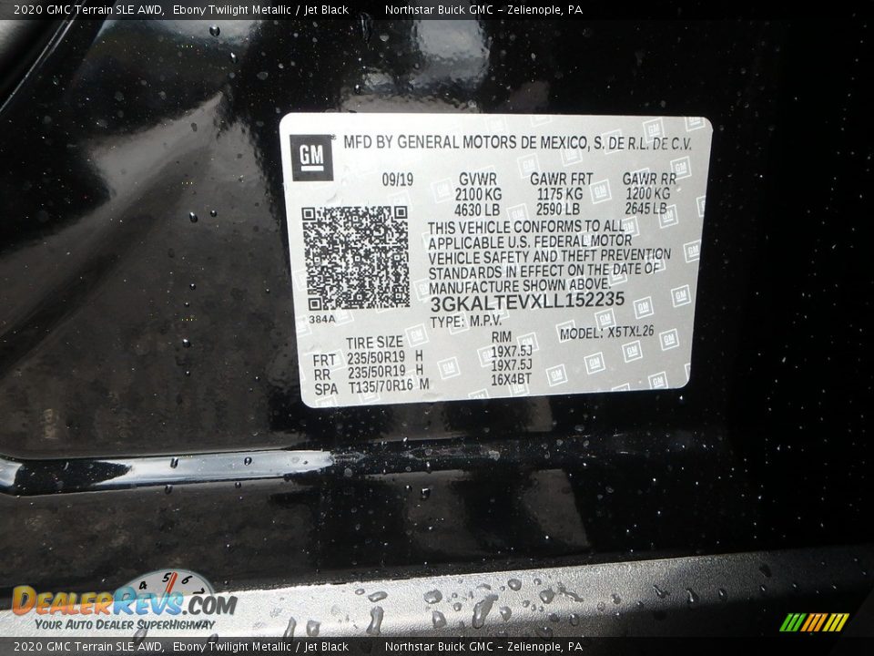 2020 GMC Terrain SLE AWD Ebony Twilight Metallic / Jet Black Photo #11
