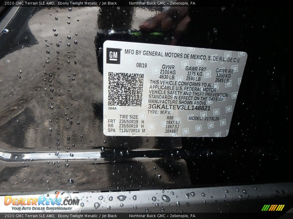 2020 GMC Terrain SLE AWD Ebony Twilight Metallic / Jet Black Photo #11