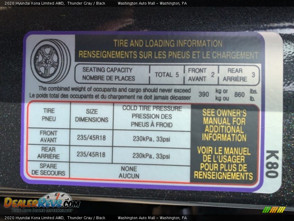 2020 Hyundai Kona Limited AWD Thunder Gray / Black Photo #9