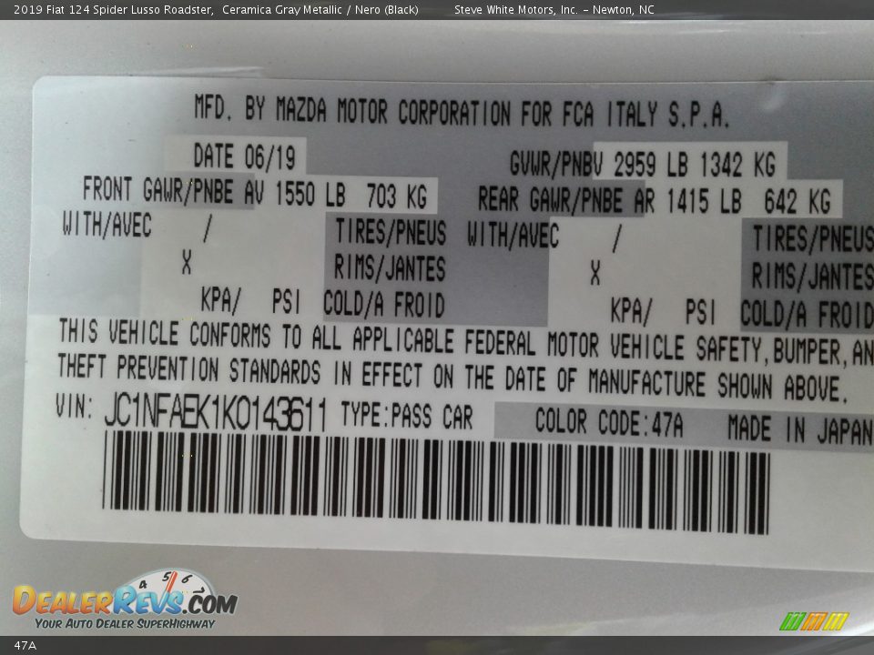 Fiat Color Code 47A Ceramica Gray Metallic