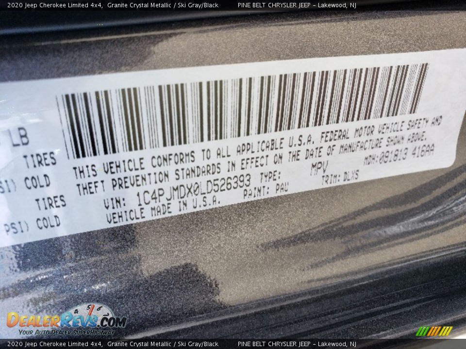 2020 Jeep Cherokee Limited 4x4 Granite Crystal Metallic / Ski Gray/Black Photo #9