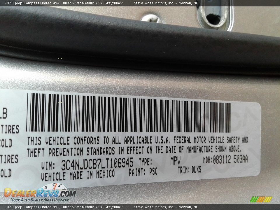 2020 Jeep Compass Limted 4x4 Billet Silver Metallic / Ski Gray/Black Photo #32