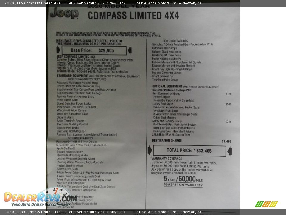 2020 Jeep Compass Limted 4x4 Billet Silver Metallic / Ski Gray/Black Photo #33