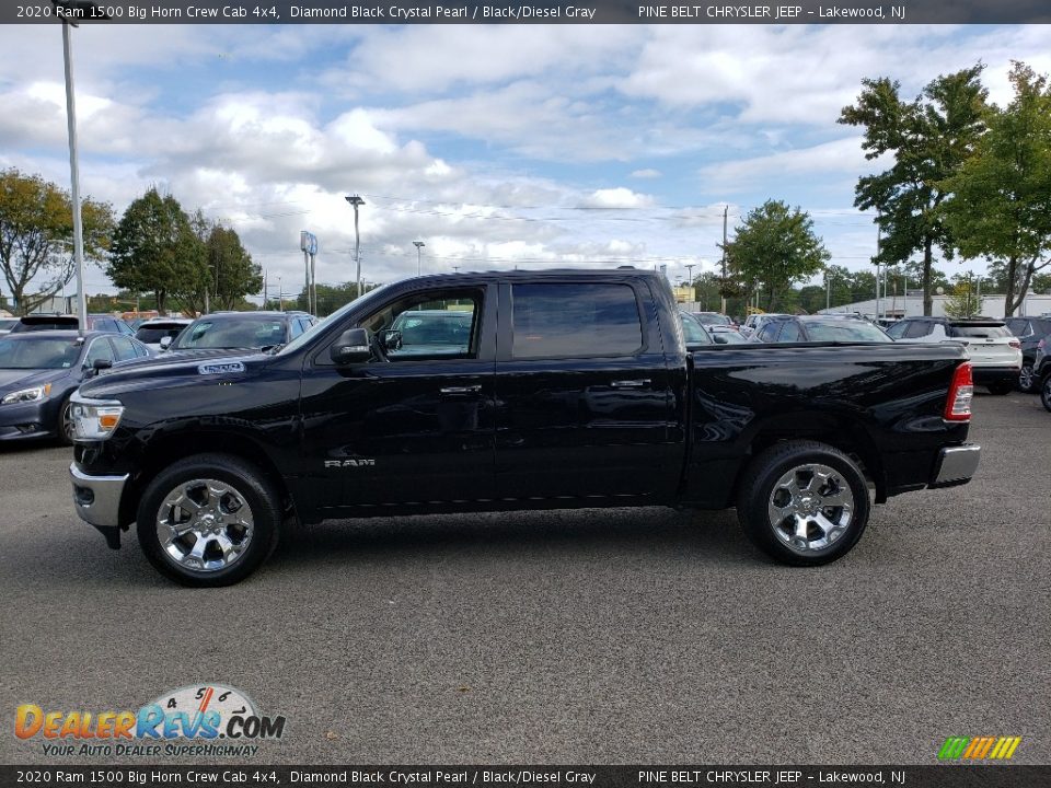 2020 Ram 1500 Big Horn Crew Cab 4x4 Diamond Black Crystal Pearl / Black/Diesel Gray Photo #3